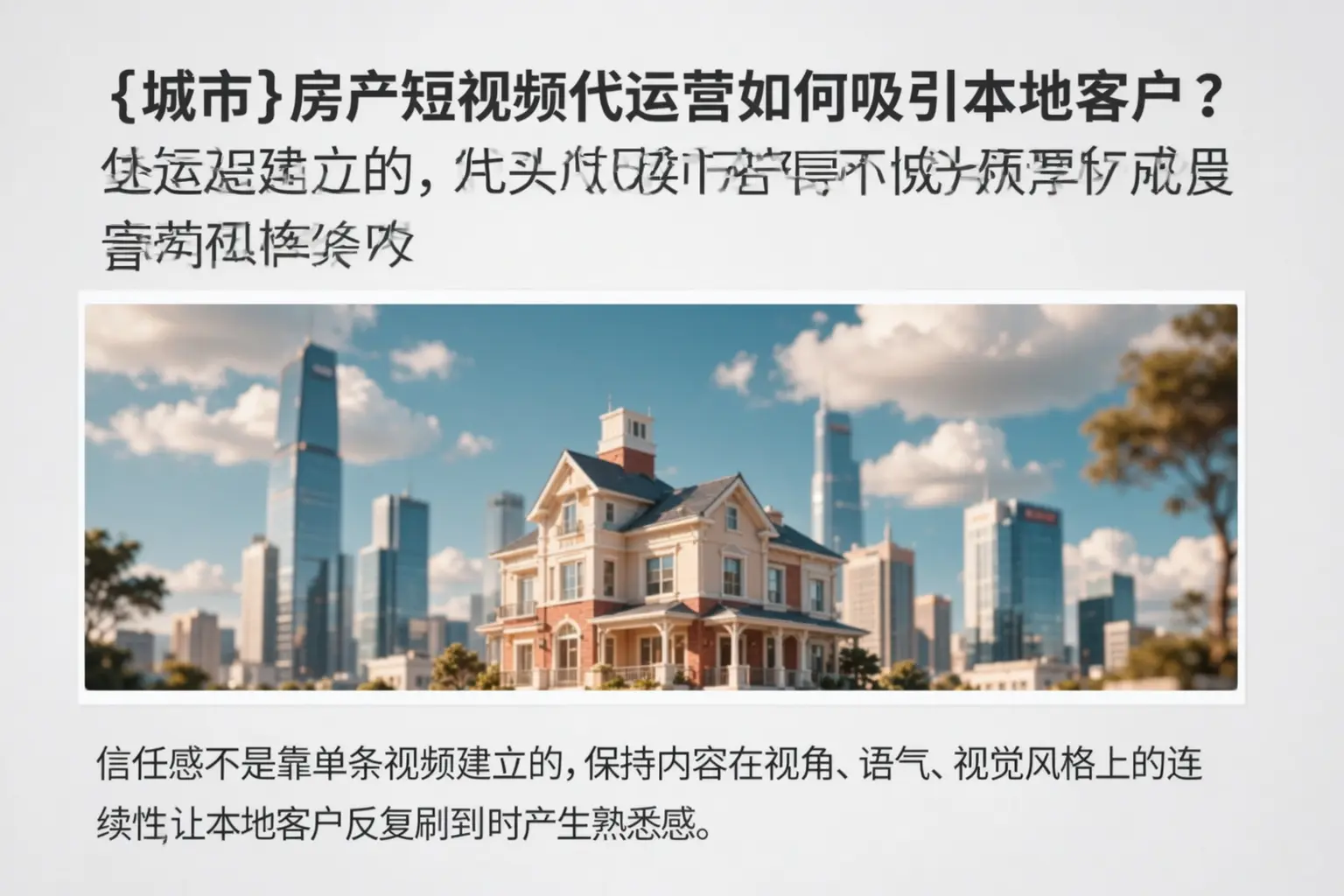 儋州房产短视频代运营如何吸引本地客户？