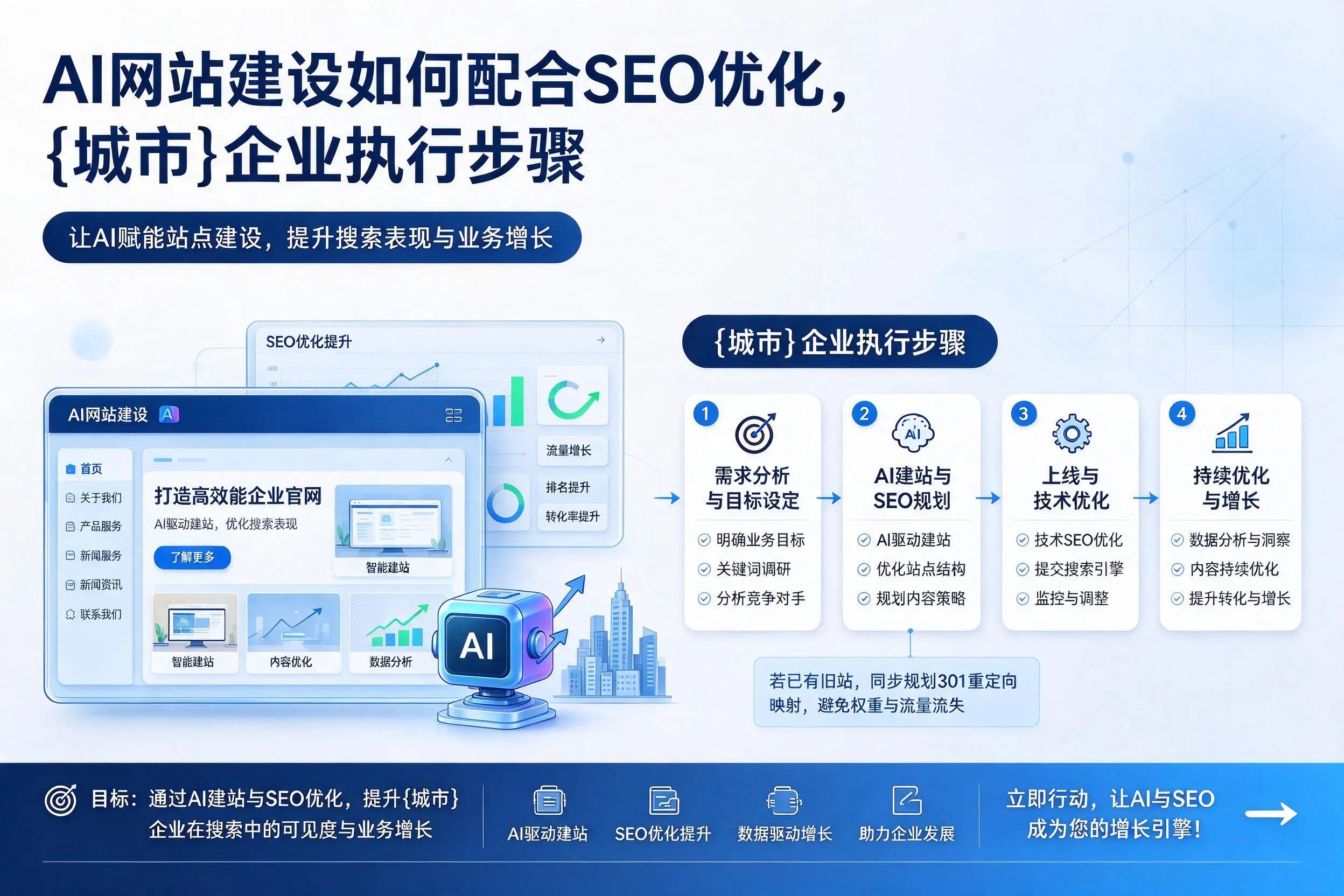 AI网站建设如何配合SEO优化，儋州企业执行步骤