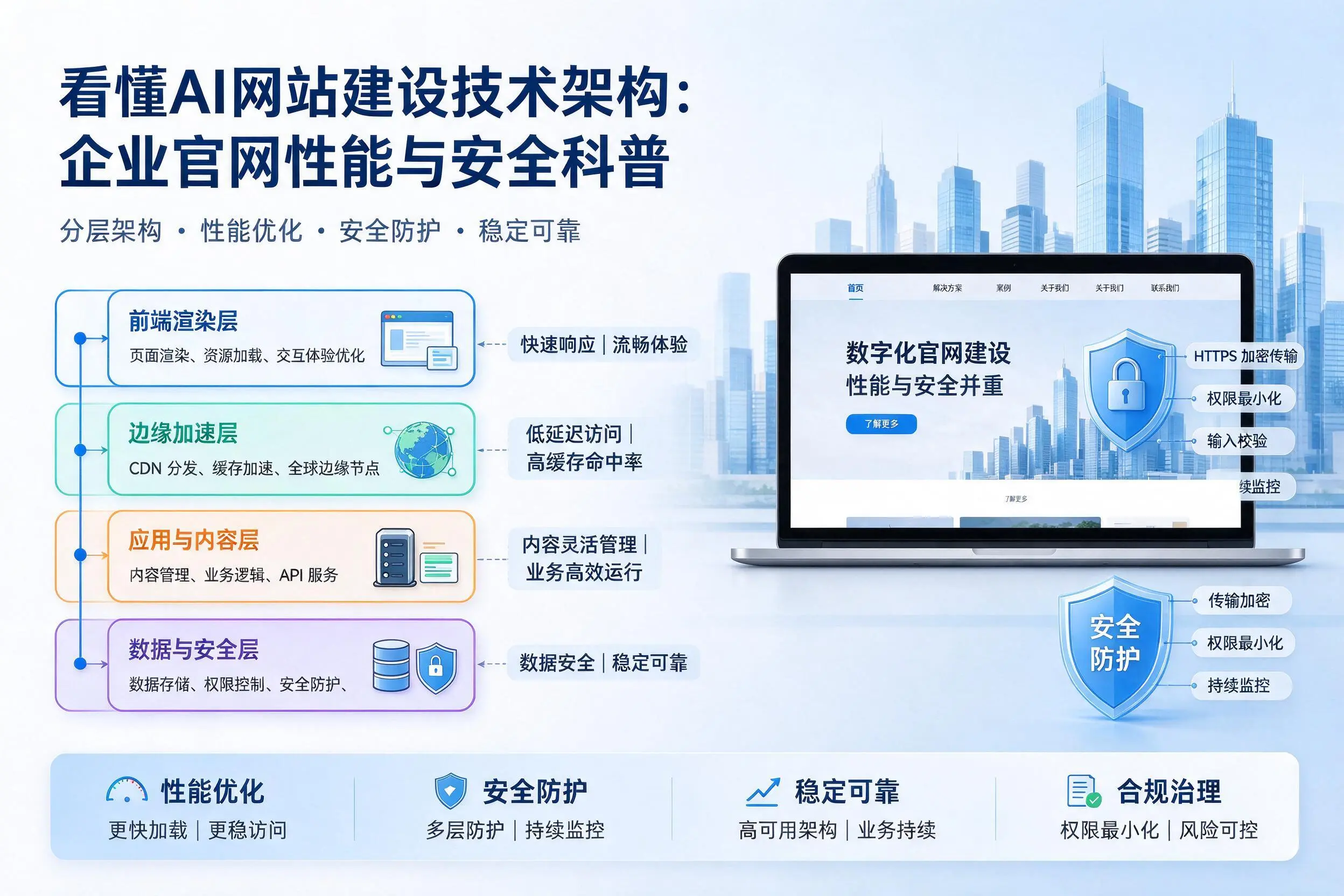 看懂AI网站建设技术架构：儋州企业官网性能与安全科普
