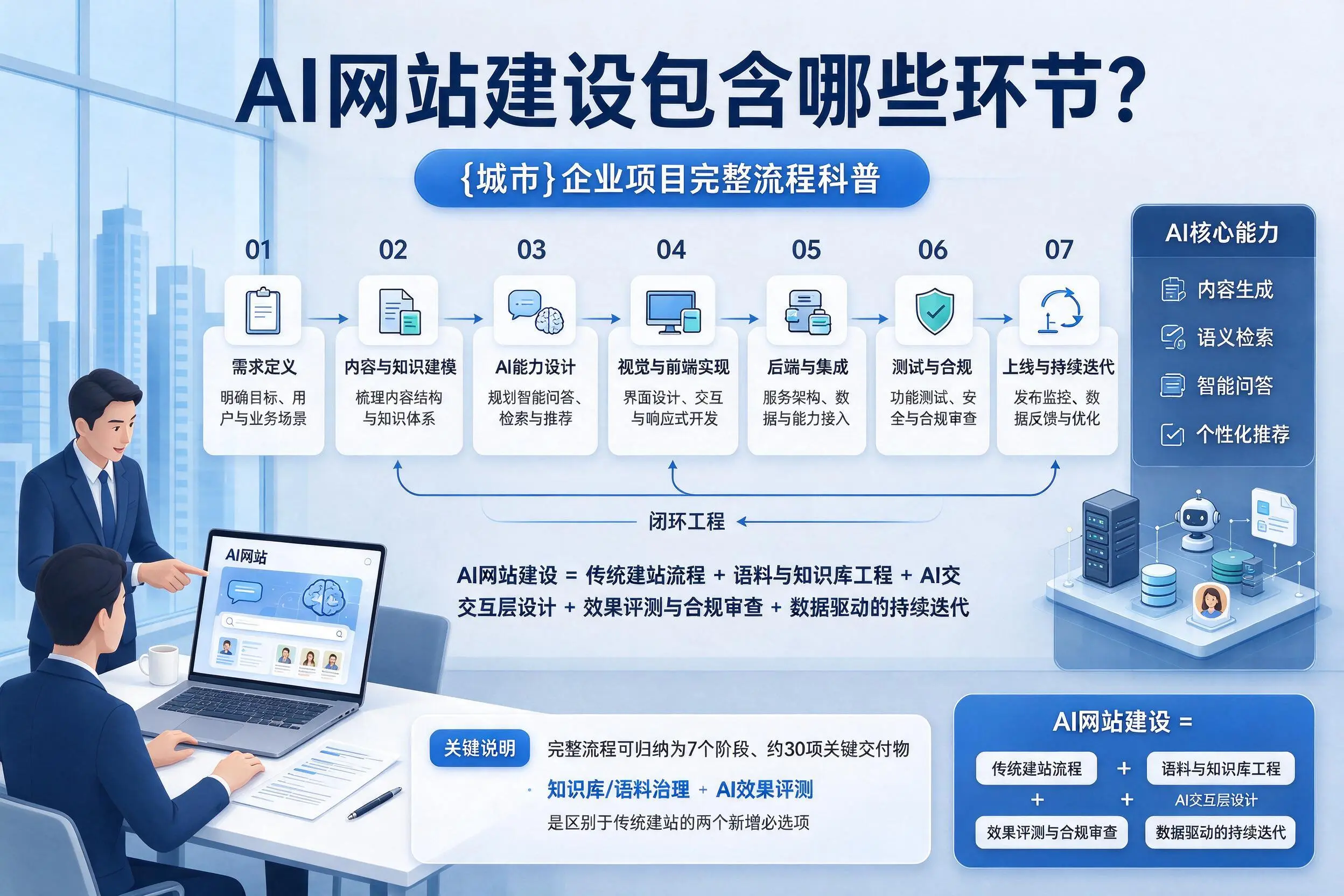 AI网站建设包含哪些环节？儋州企业项目完整流程科普